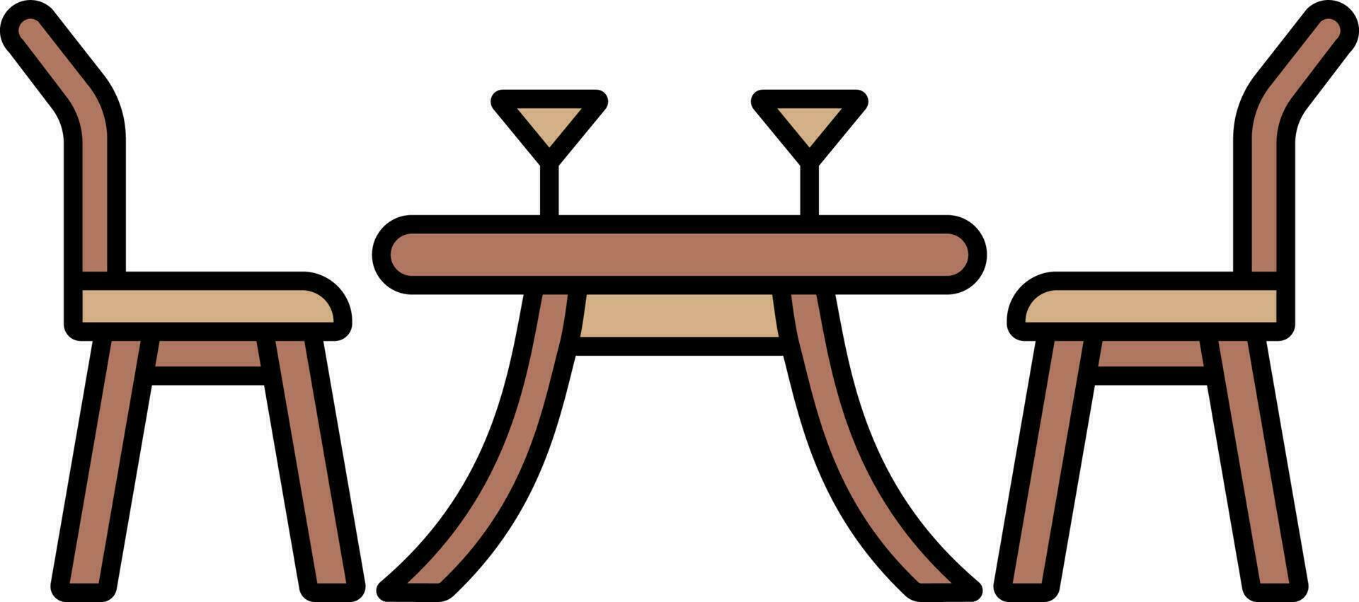 Dinner Table Icon In Brown Color. vector