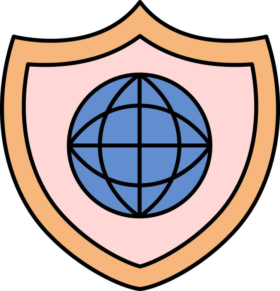 Flat Style Global Security Or Protection Colorful Icon. vector