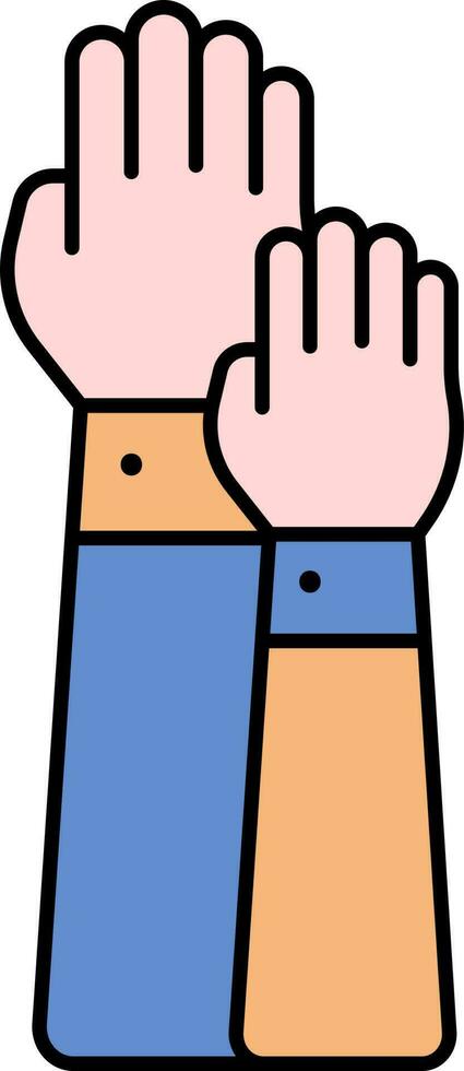 Colorful Hands Up Icon In Flat Style. vector