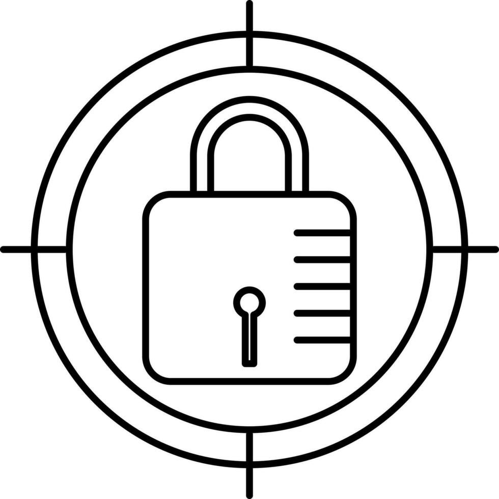 Black Line Art Target Lock Icon Or Symbol. vector