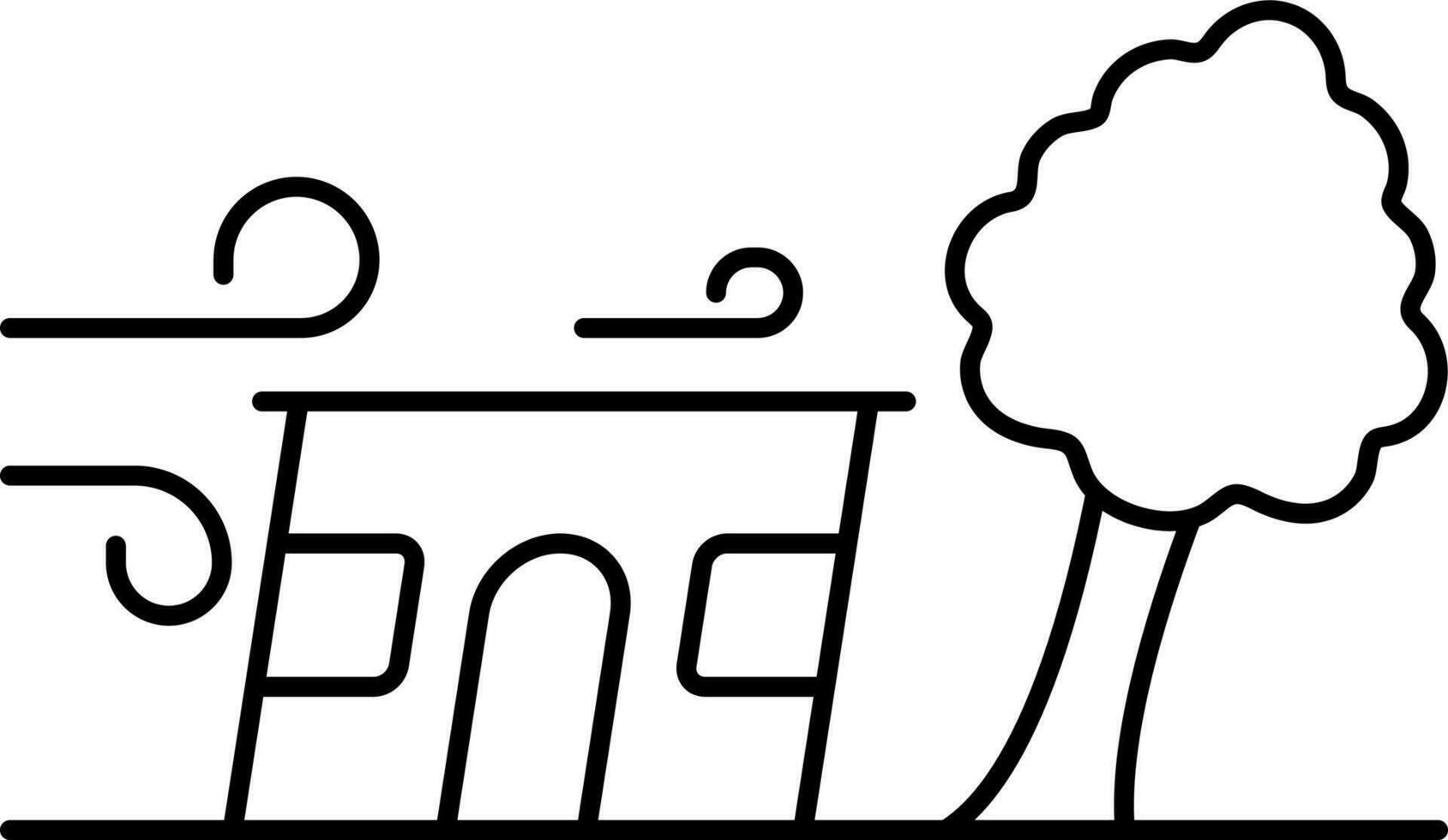 Windstorm Icon In Black Outline. vector