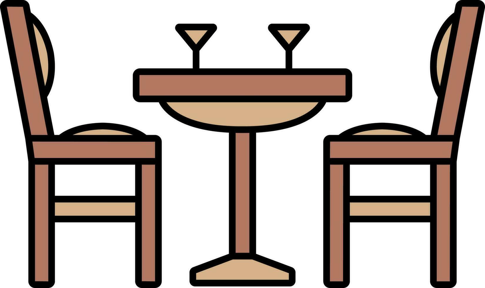 Dinner Table Icon In Brown Color. vector