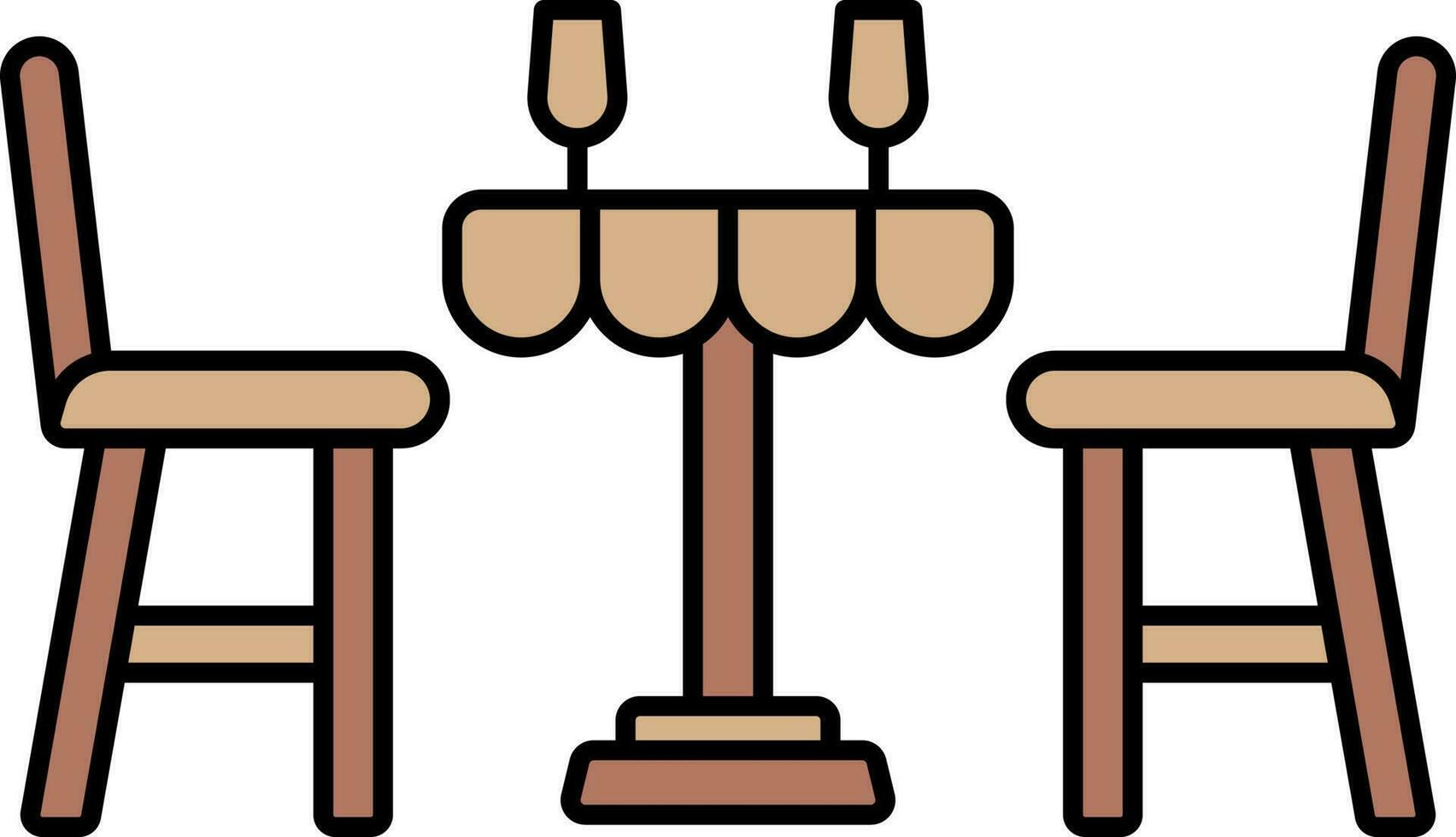 Dinner Table Icon In Brown Color. vector