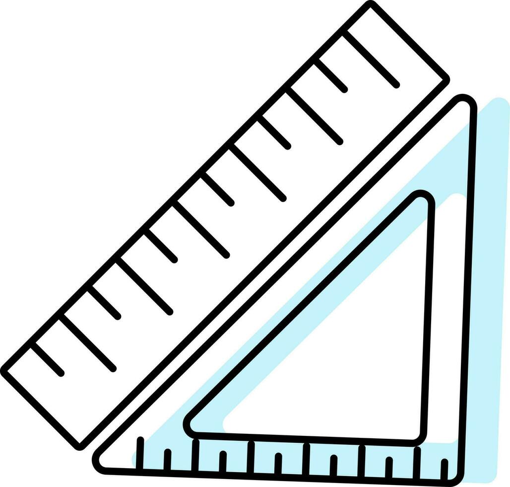 Triangle Ruler Icon In Cyan And White Color. vector