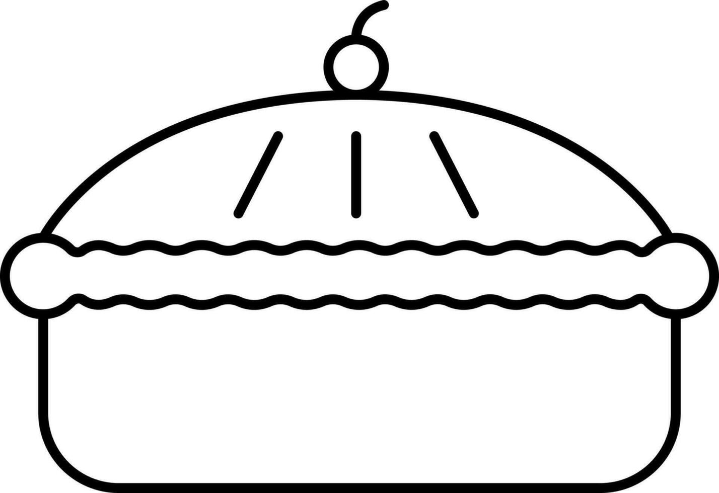 Berry Decorate Pie Cake Icon in Line Art. vector