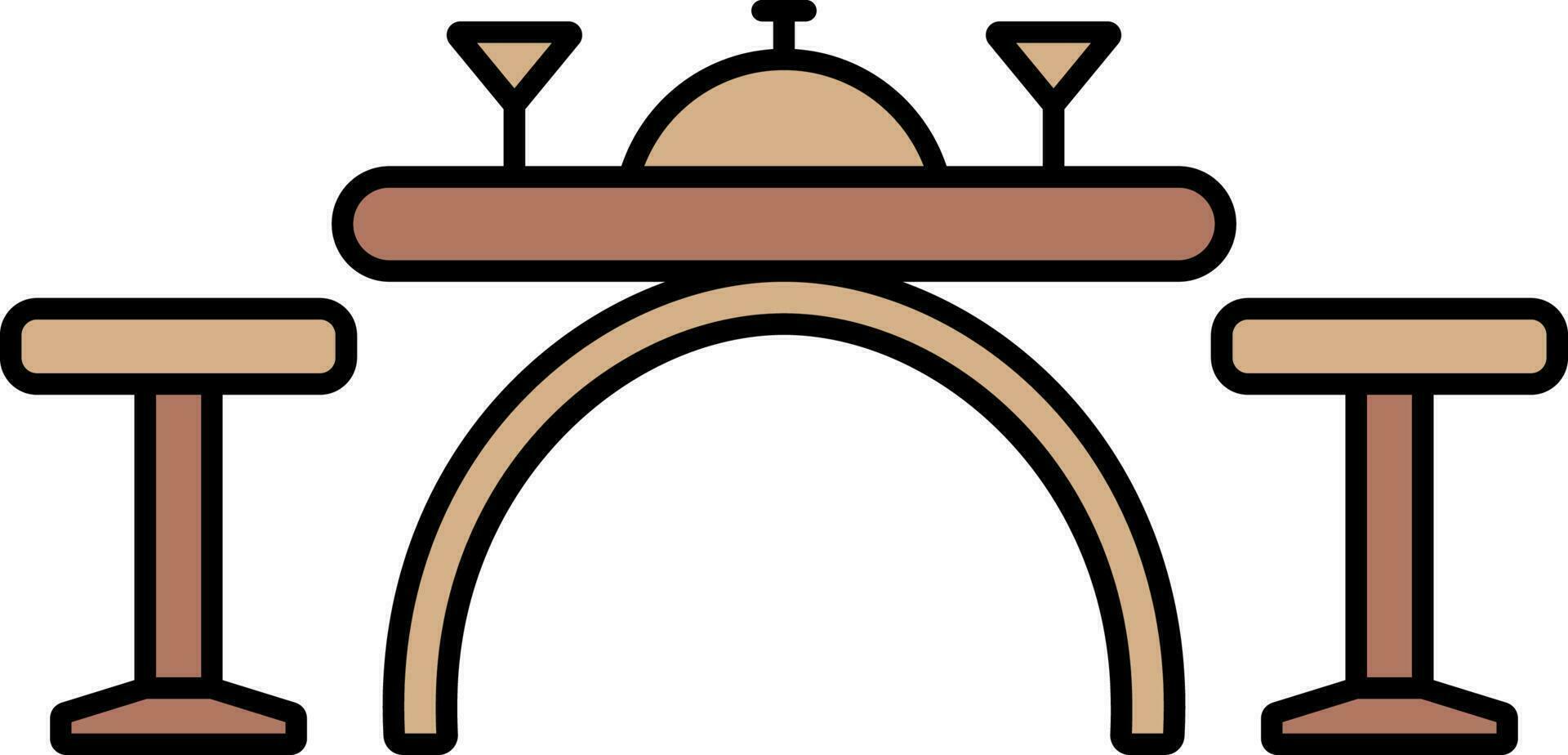 Dinner Table Icon In Brown Color. vector