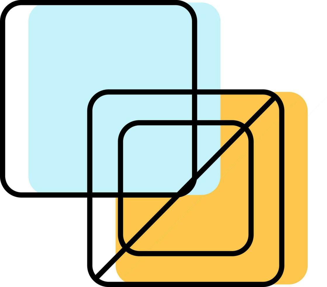 Illustration Of Fill And Stroke Icon In Cyan And Yellow Color. vector