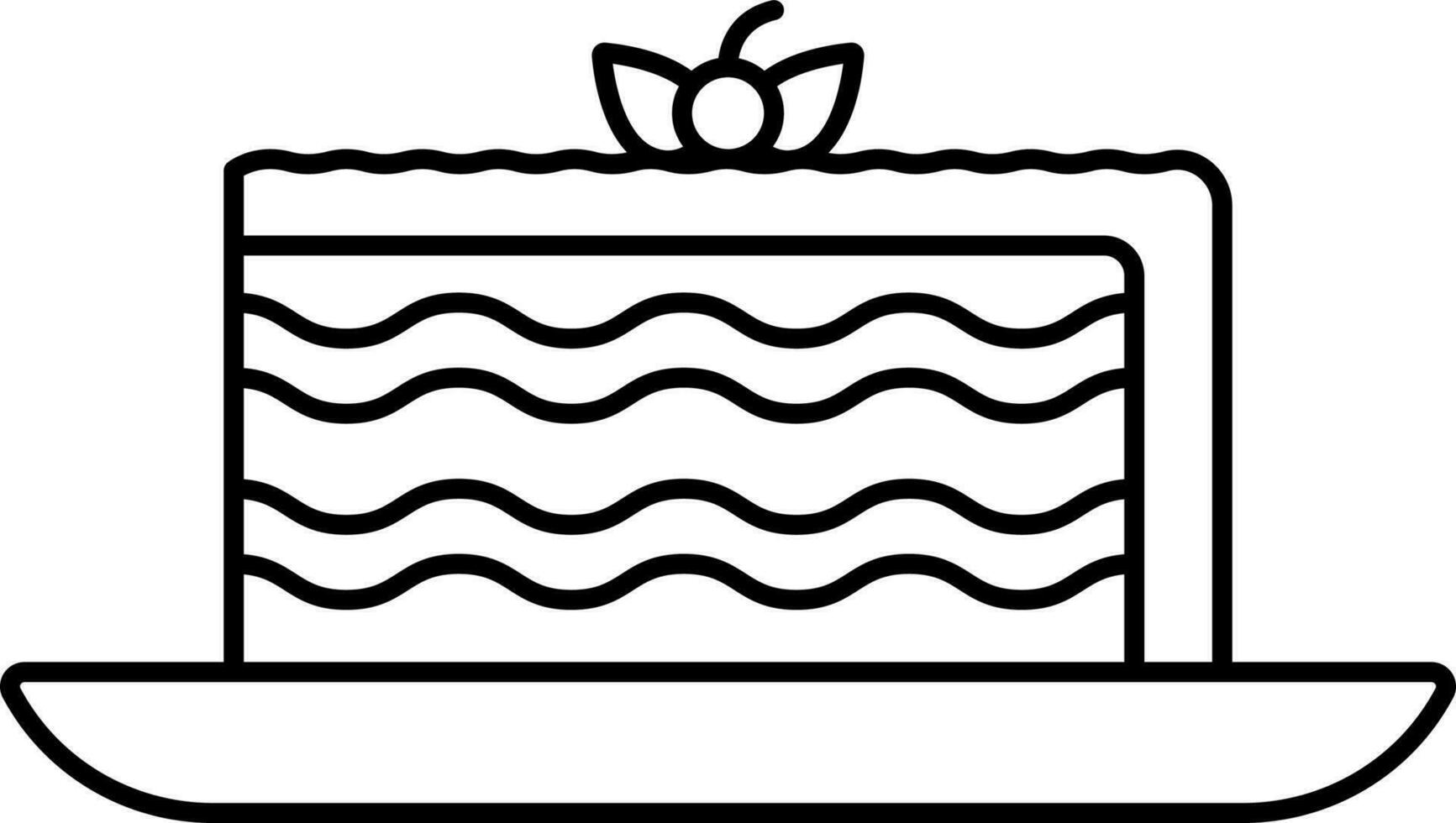 Berry Decorate Cake Icon in Black Outline. vector