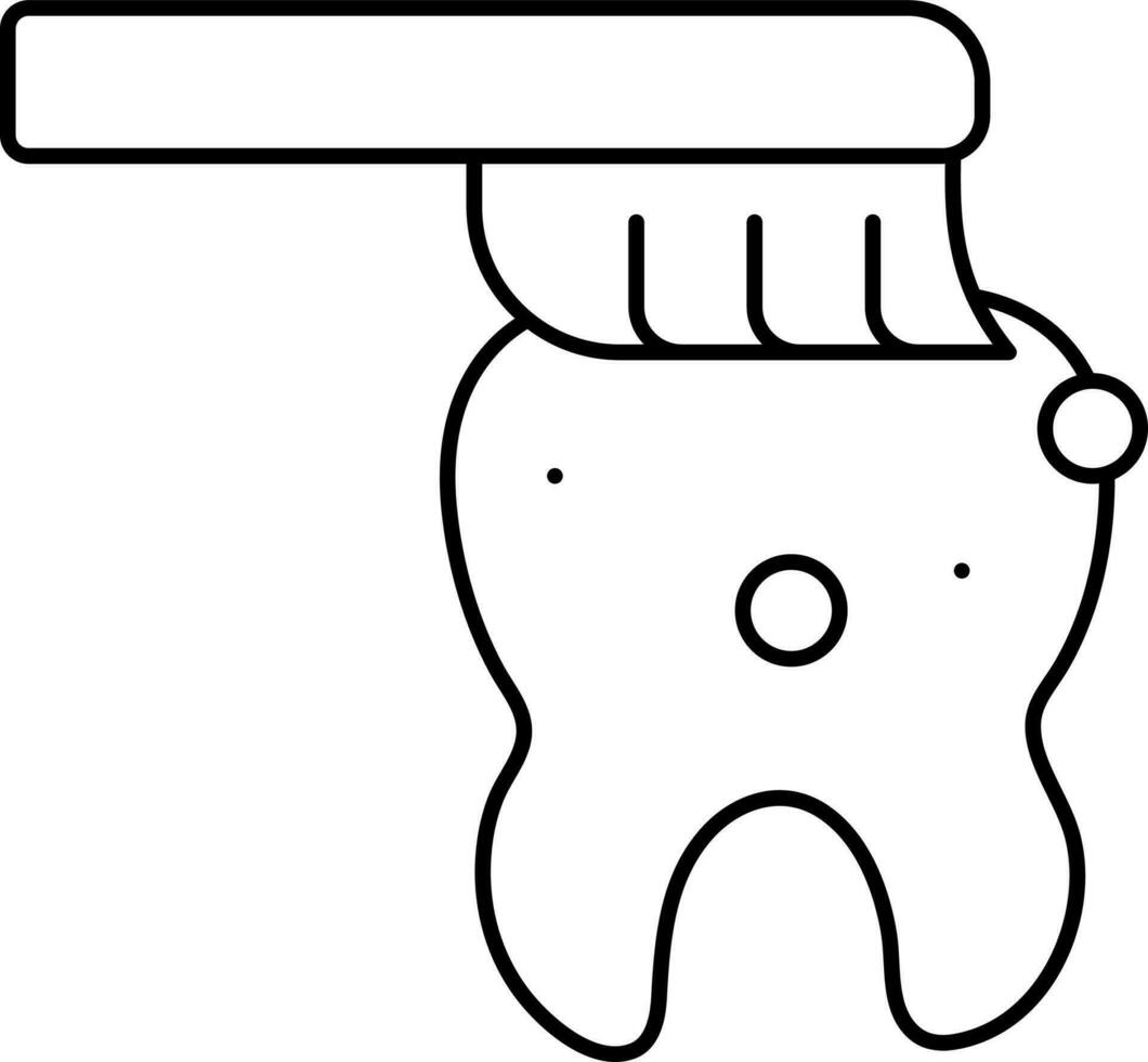 Teeth Cleaning Icon In Black Line Art. vector