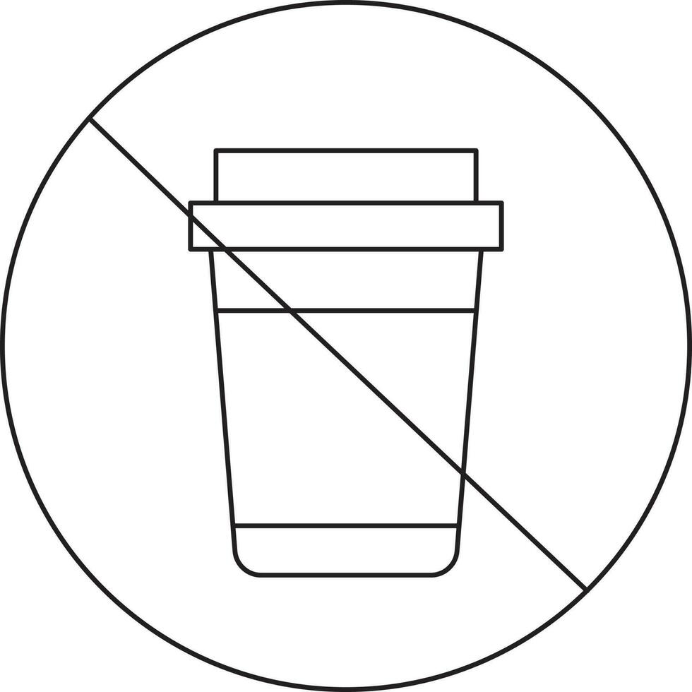 No Drink Icon In Thin Line Art. vector