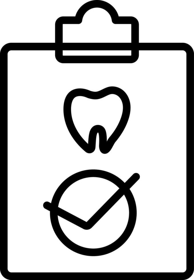 aprobado dental reporte icono en negro describir. vector
