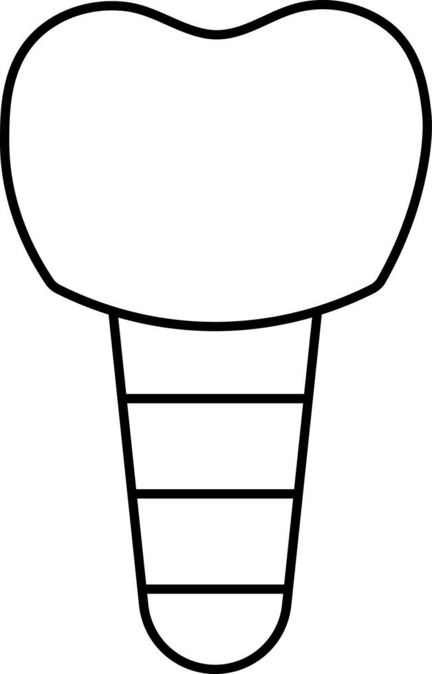 Dental Implant Icon In Black Line Art. vector