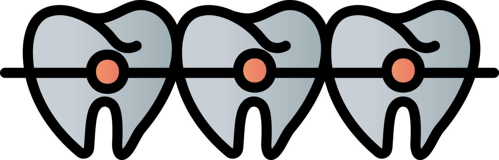 Teeth Braces Icon In Gray And Orange Color. vector