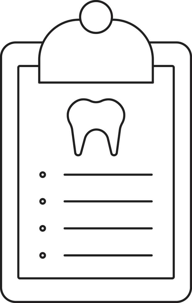 Dental Report Icon In Black Outline. vector