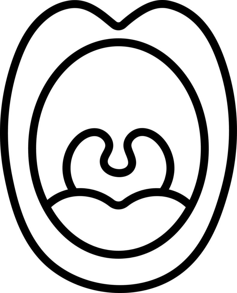 Open Mouth Icon In Black Line Art. vector