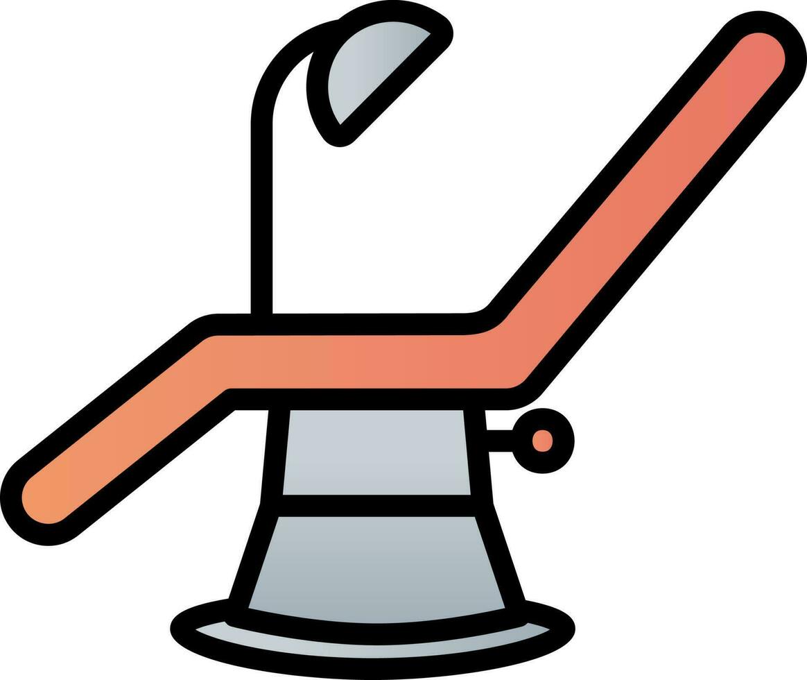 Dentist Chair Icon In Orange And Gray Color. vector