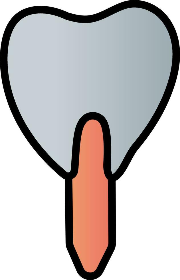 Dental Implant Icon In Gray And Orange Color. vector