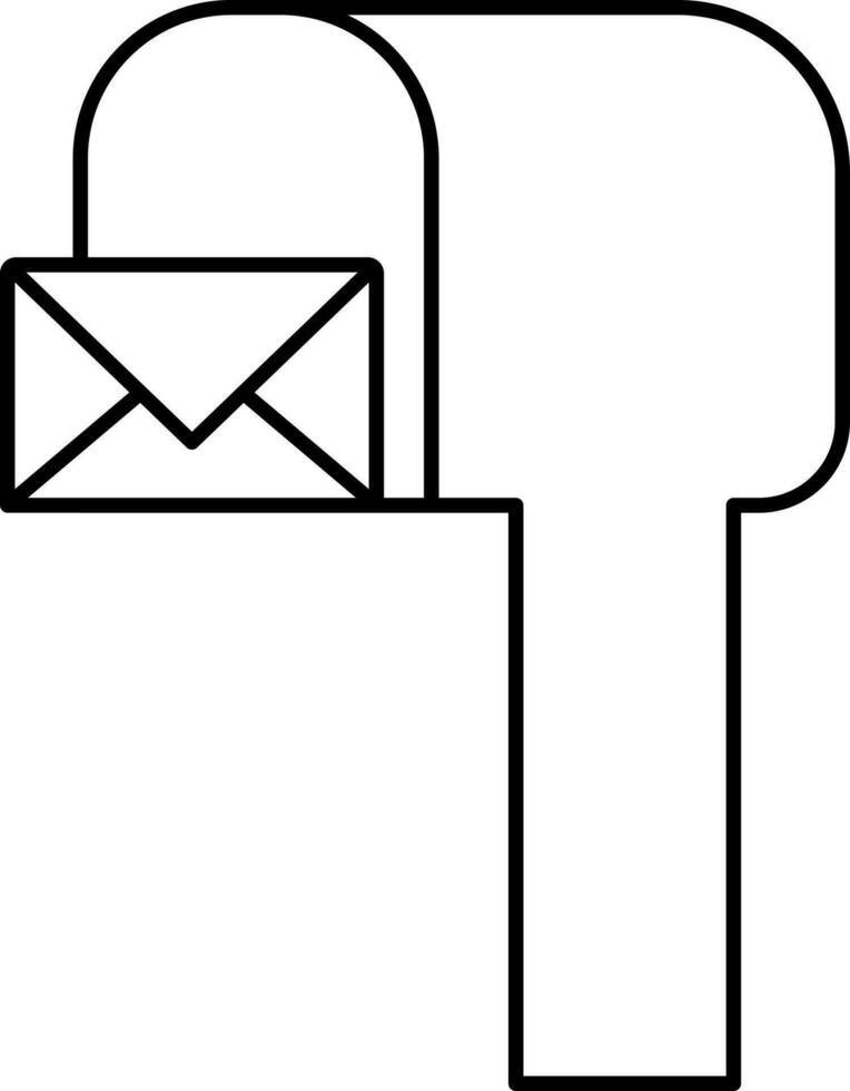 Black Outline Mailbox Icon Or Symbol. vector