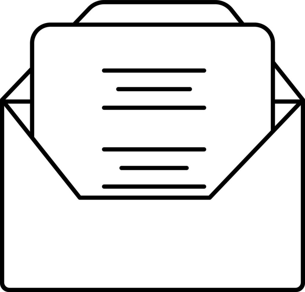 Linear Style Open Envelope With Letter Icon Or Symbol. vector