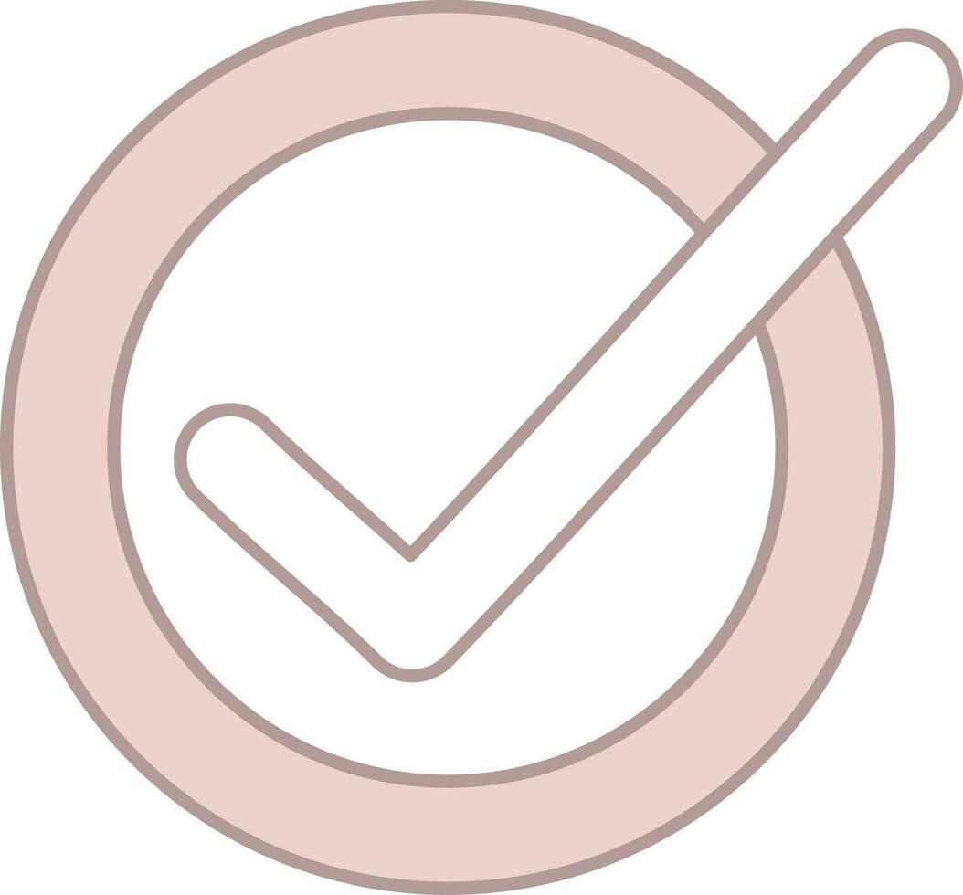 marca de verificación icono en rosado y blanco color. vector