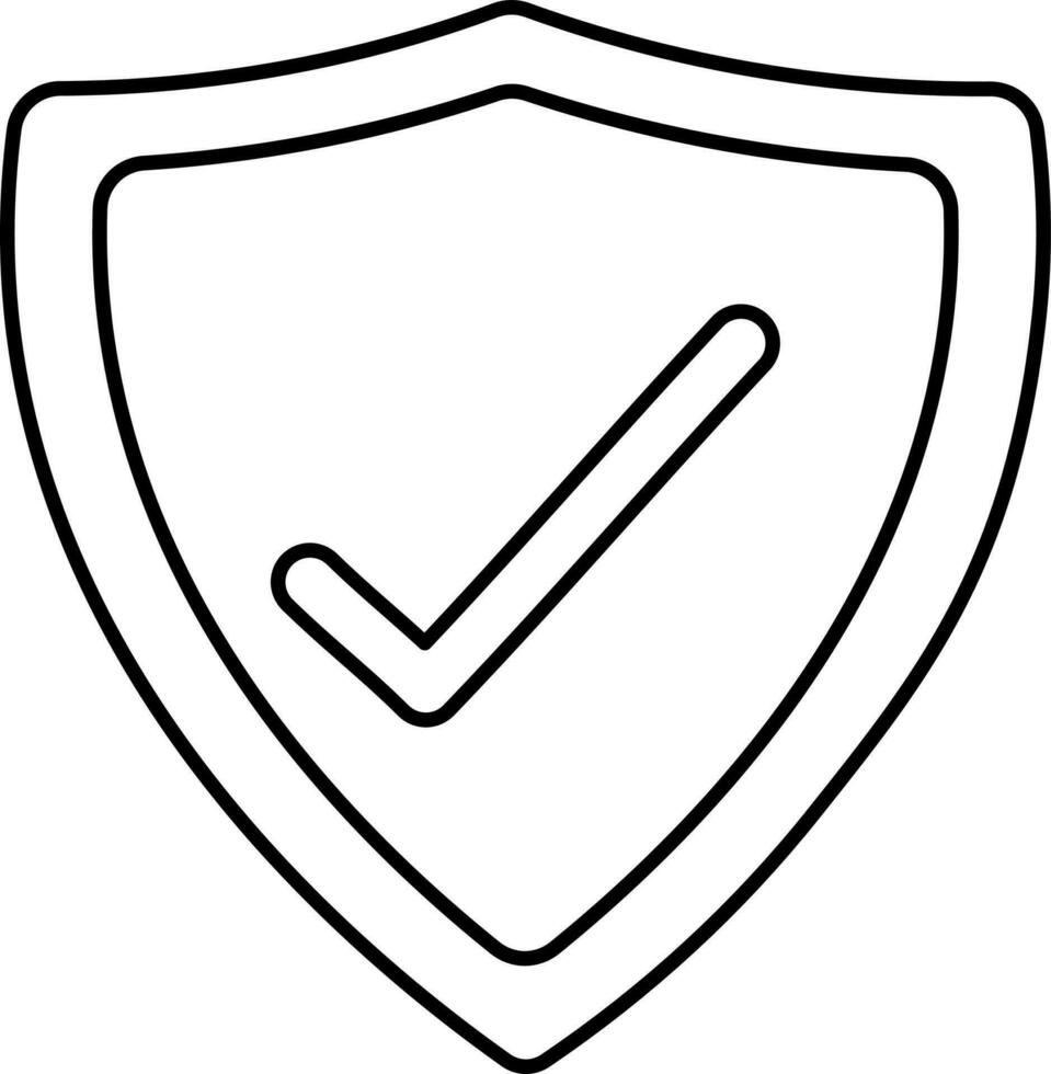 Black Outline Approved Shield Icon Or Symbol. vector