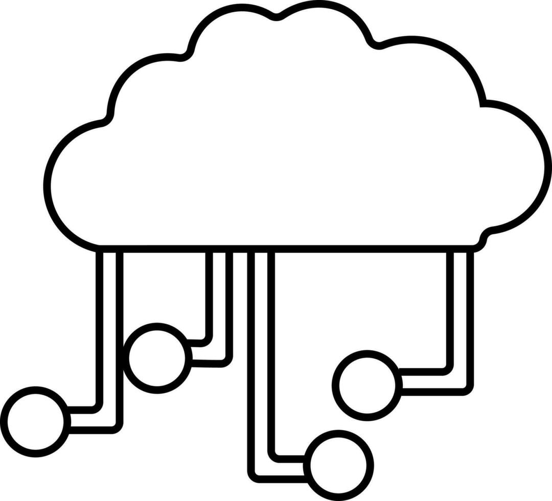 Isolated Cloud Computing Icon In Outline Style. vector