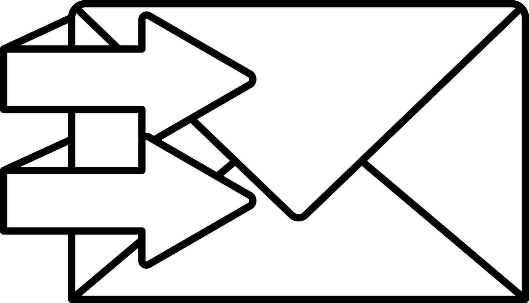 Black Outline Email Forwarding Icon Or Symbol. vector