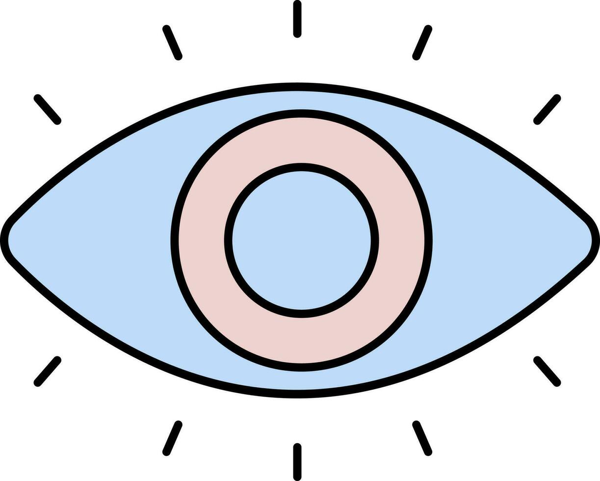 ilustración de ojo icono o símbolo en rosado y azul color. vector