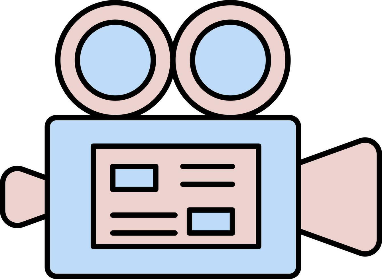 ilustración de vídeo cámara icono en rosado y azul color. vector