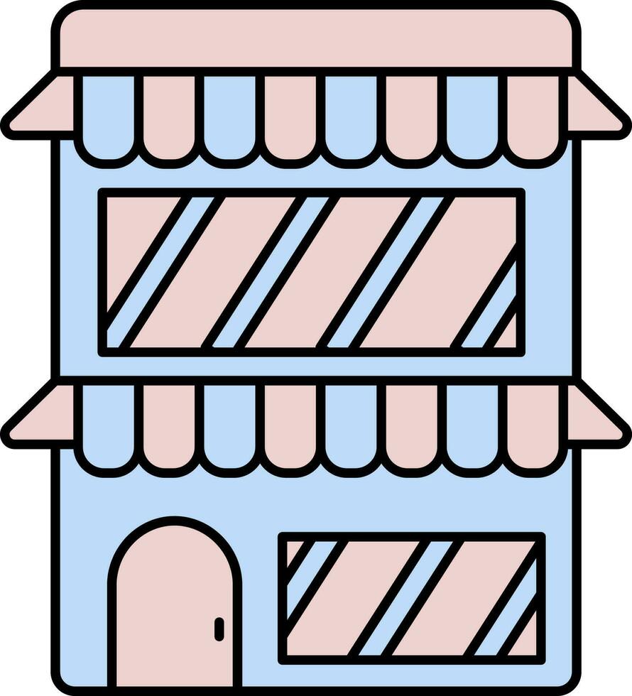 rosado y azul tienda o Tienda icono. vector