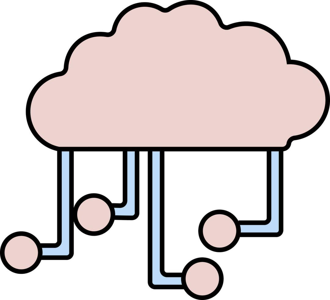 Isolated Cloud Computing Icon In Pink And Blue Color. vector