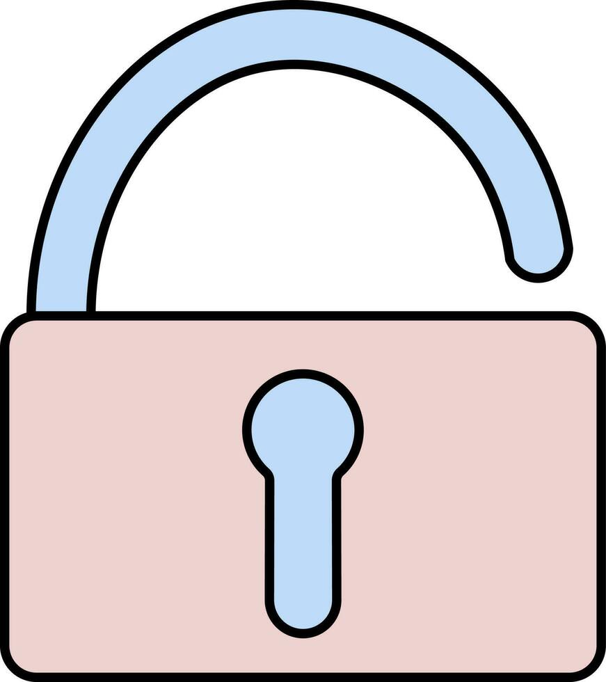 Isolated Open Lock Or Padlock Icon In Pink And Blue Color. vector
