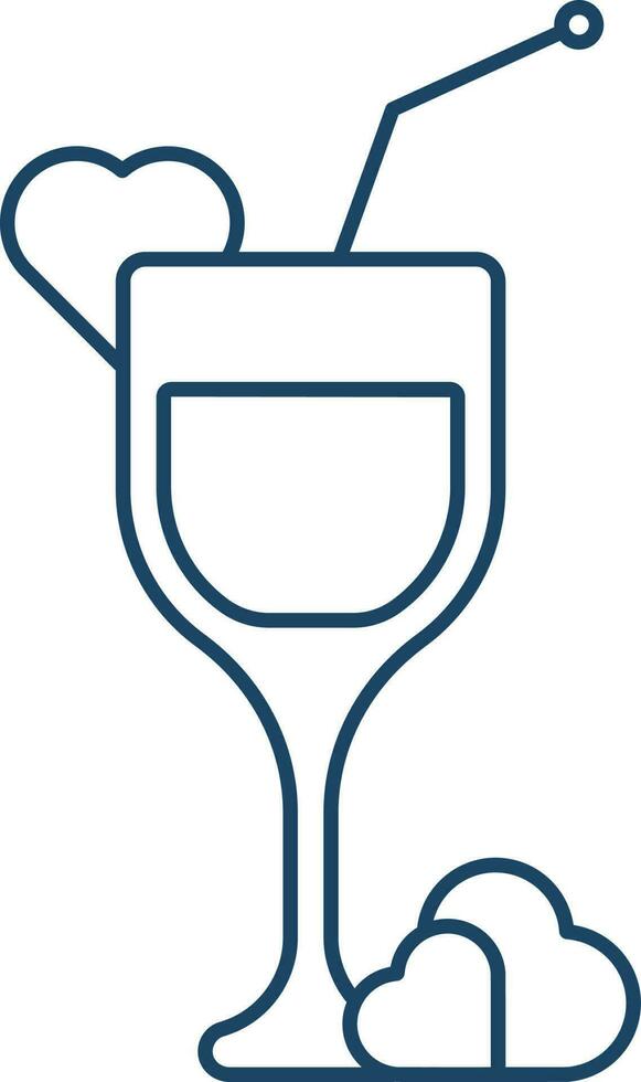 Vector Illustration of Drink Glass With Heart Icon in Line Art.