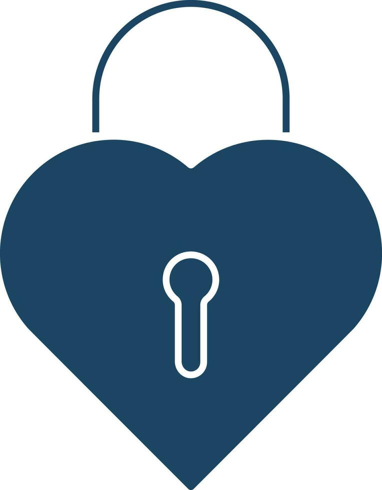 Isolated Heart Lock Icon in Flat Blue Color. vector