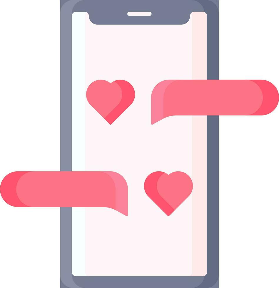 Isolated Love Chat on Smartphone Icon in Flat Style. vector