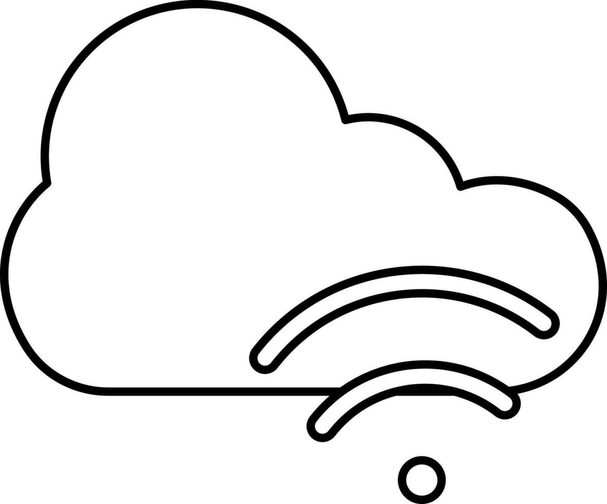 Wifi Cloud Icon In Black Line Art. vector
