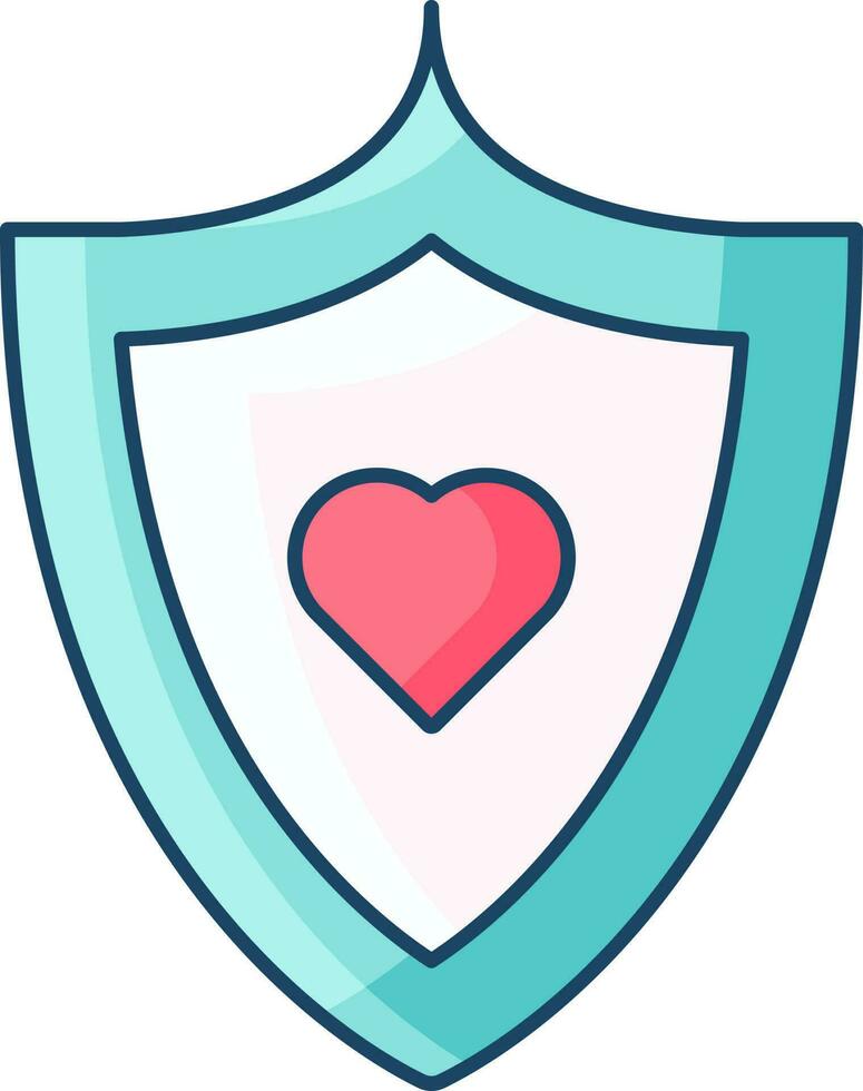 Illustration of Shield With Heart Icon in Flat Style. 24191810 Vector