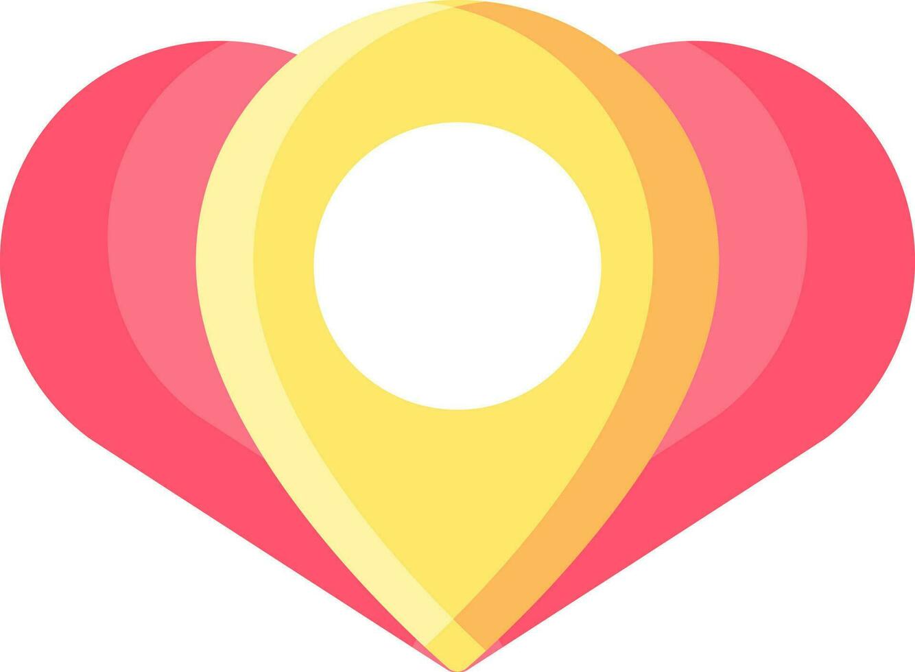 Illustration of Location in Heart Icon in Pink And Yellow Color. vector