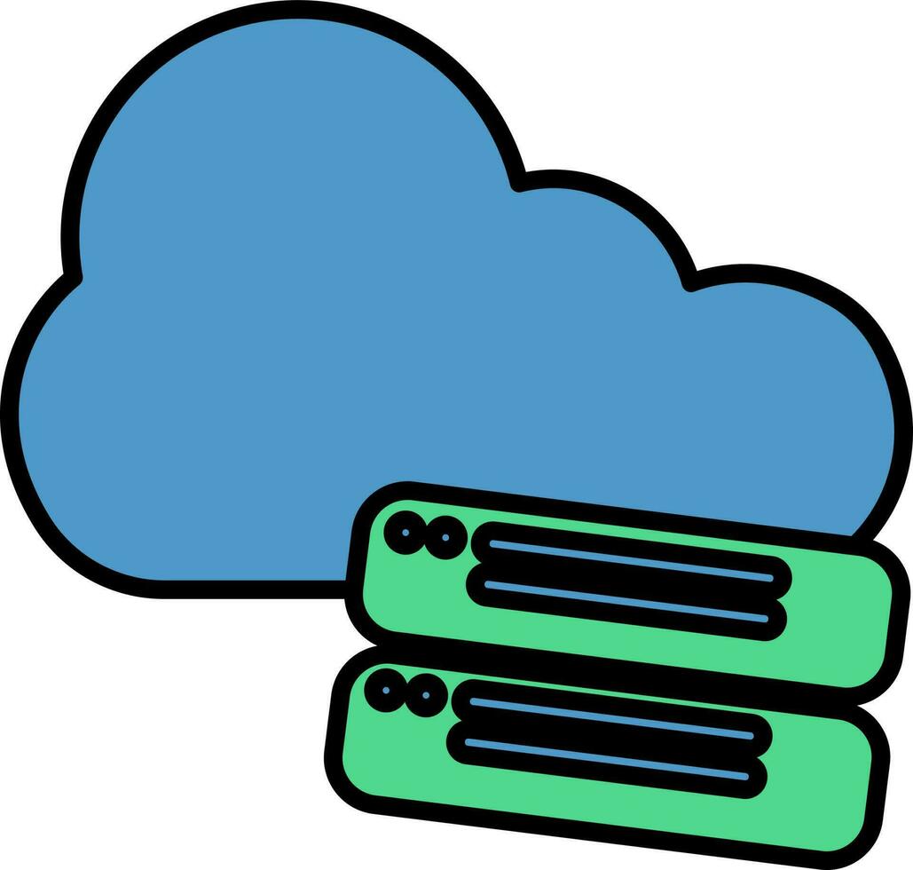 Cloud Server Icon In Green And Blue Color. vector