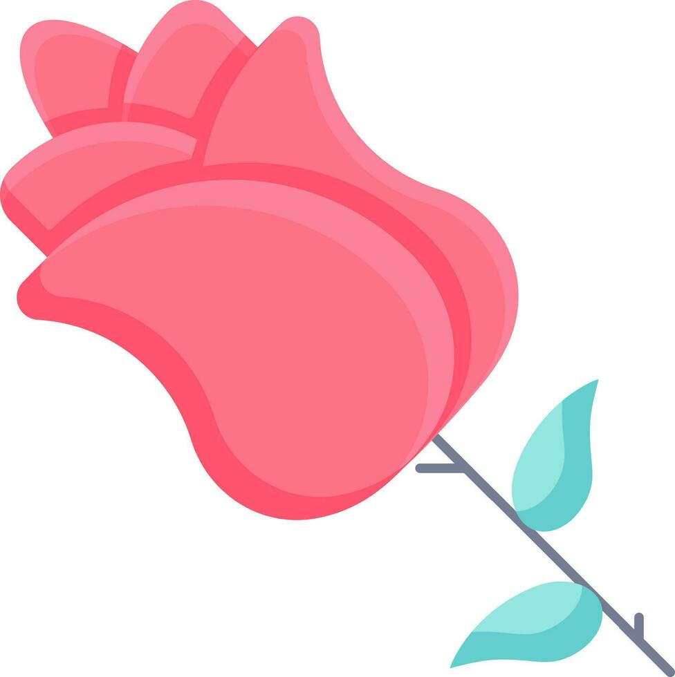 Illustration of Rose Flower Icon in Pink And Blue Color. vector