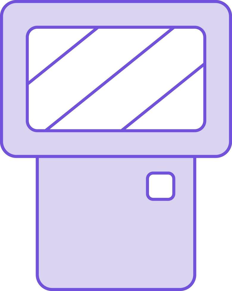 Camera Flashlight Icon In Purple And White Color. vector