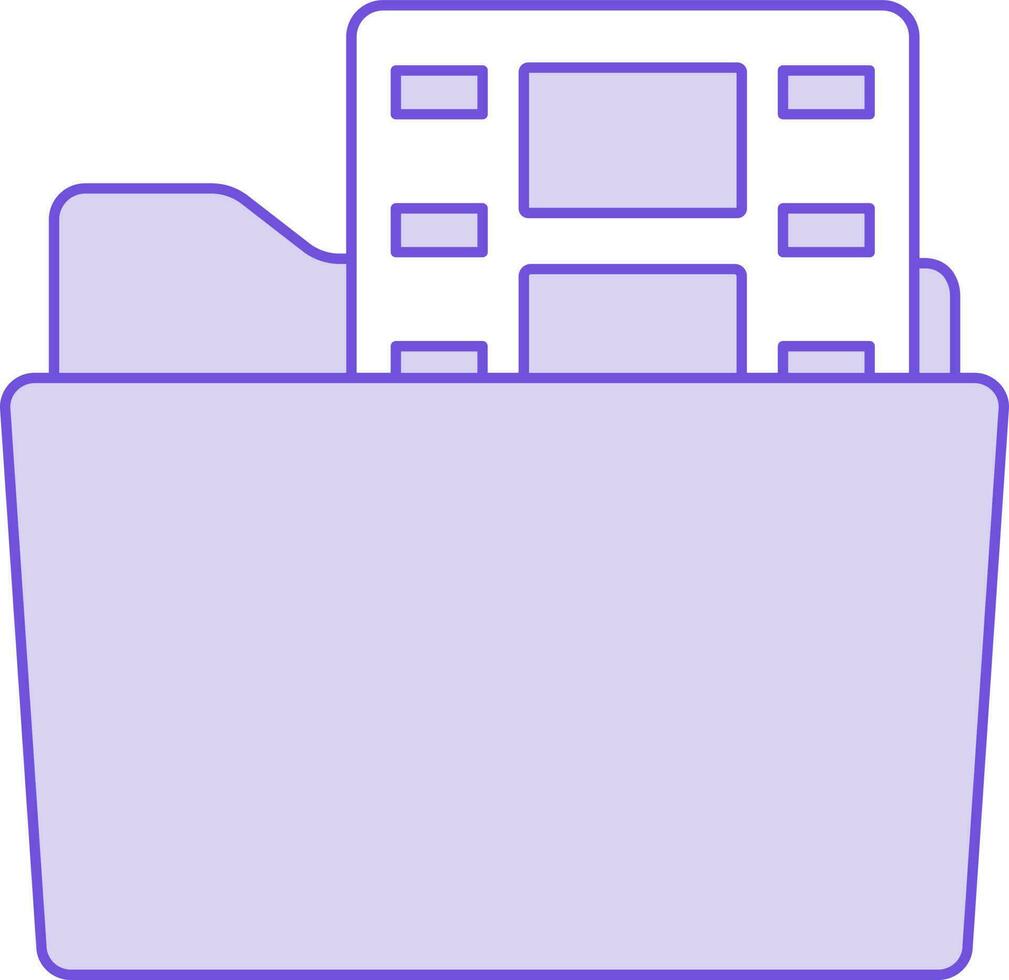 vídeo carpeta icono en púrpura y blanco color. vector