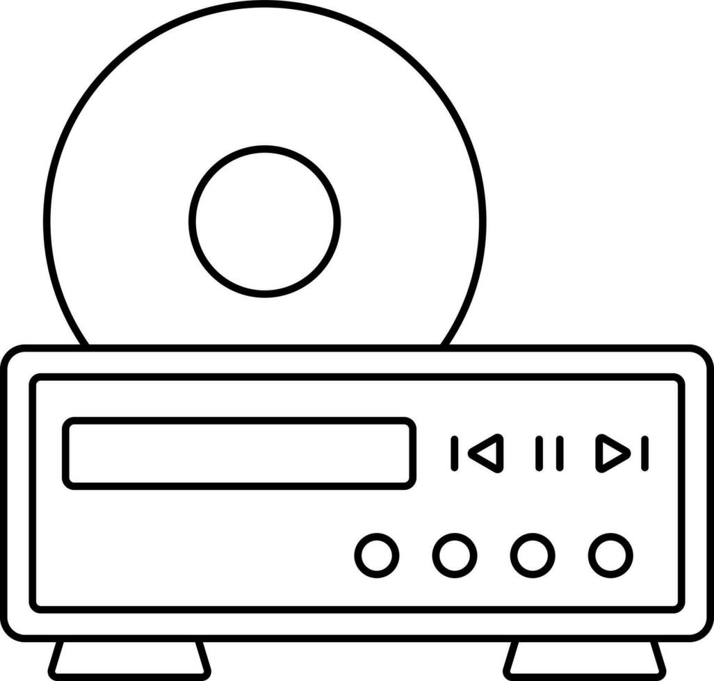 DVD Player Icon In Black Line Art. vector