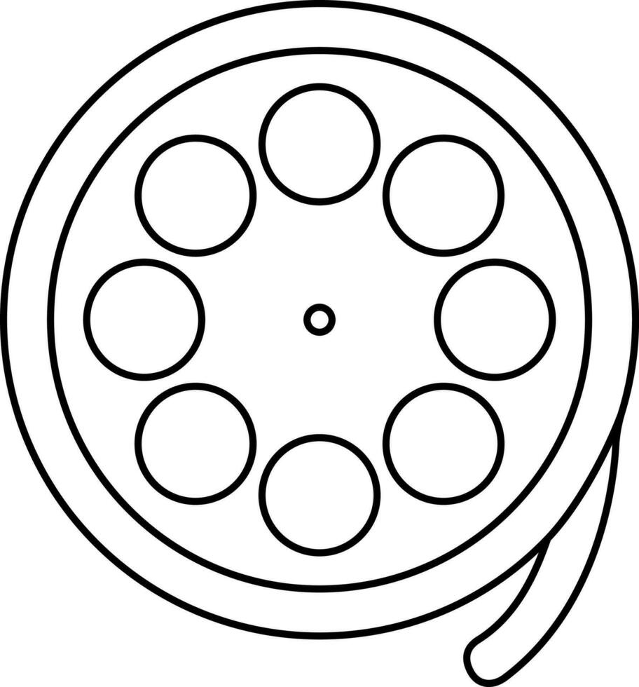 Film Reel Icon In Black Outline. vector