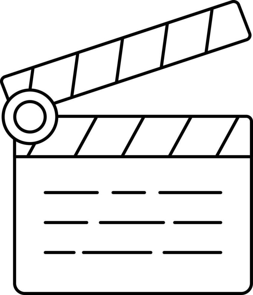 Clapperboard Icon In Black Outline. vector