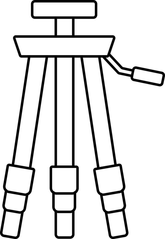 Tripod Icon In Black Line Art. vector