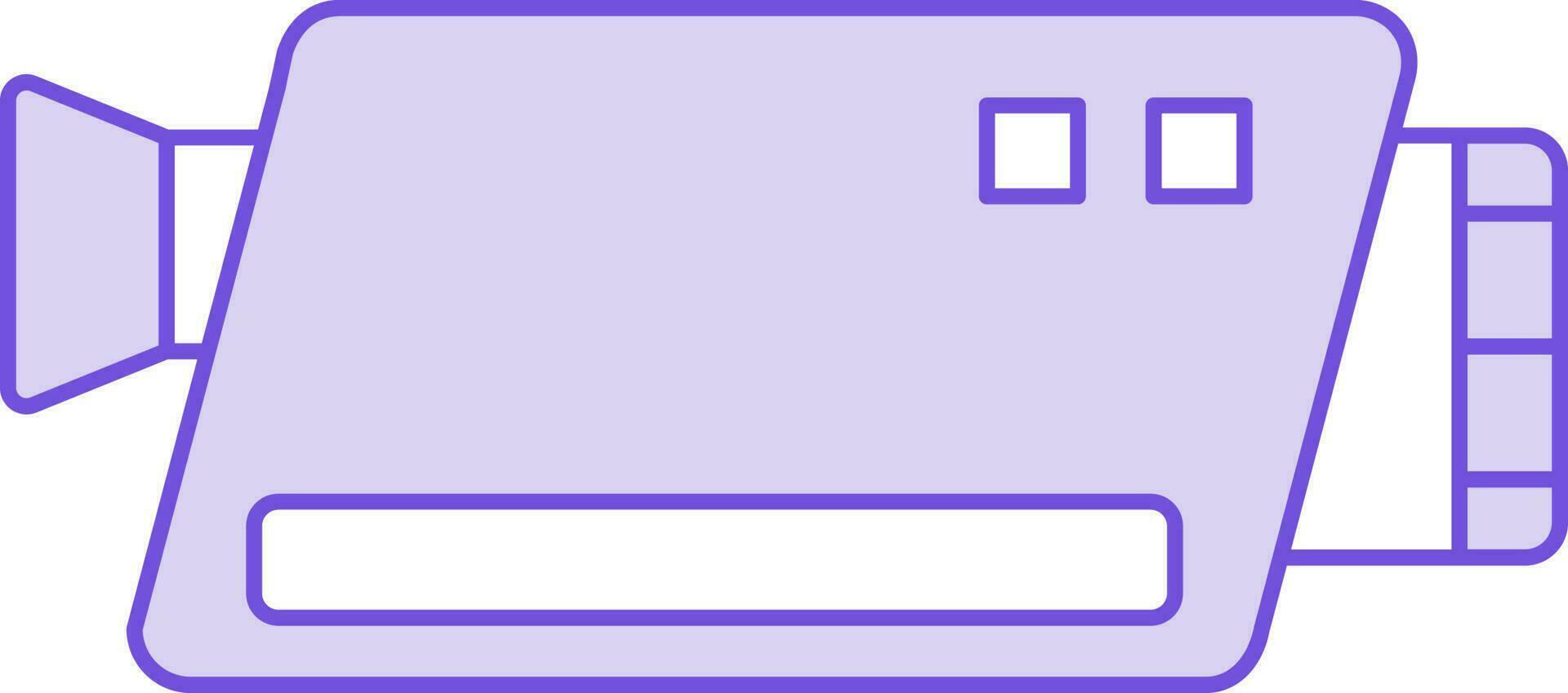 Mano vídeo cámara icono en púrpura y blanco color. vector