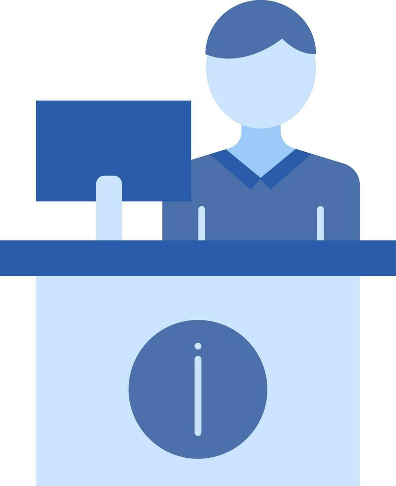 Information Or Reception Counter Icon In Blue Color. vector