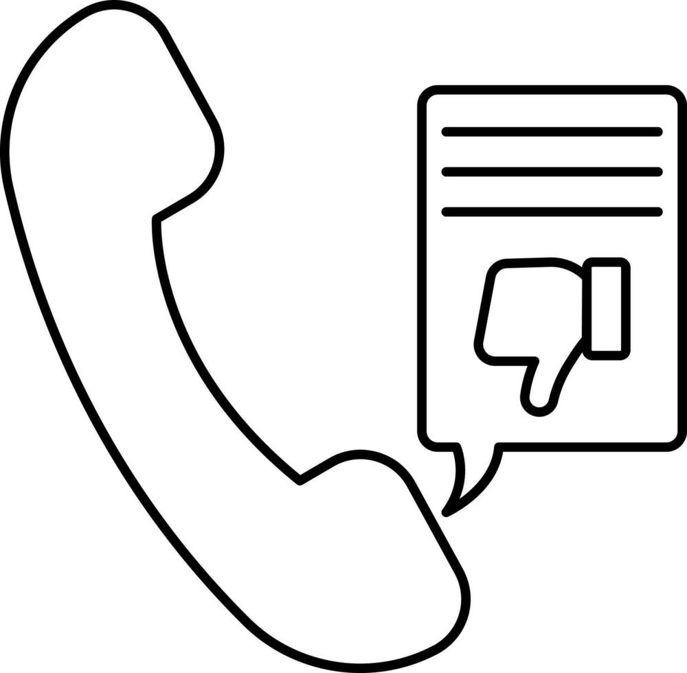 Dislike Call Icon In Black Outline. vector