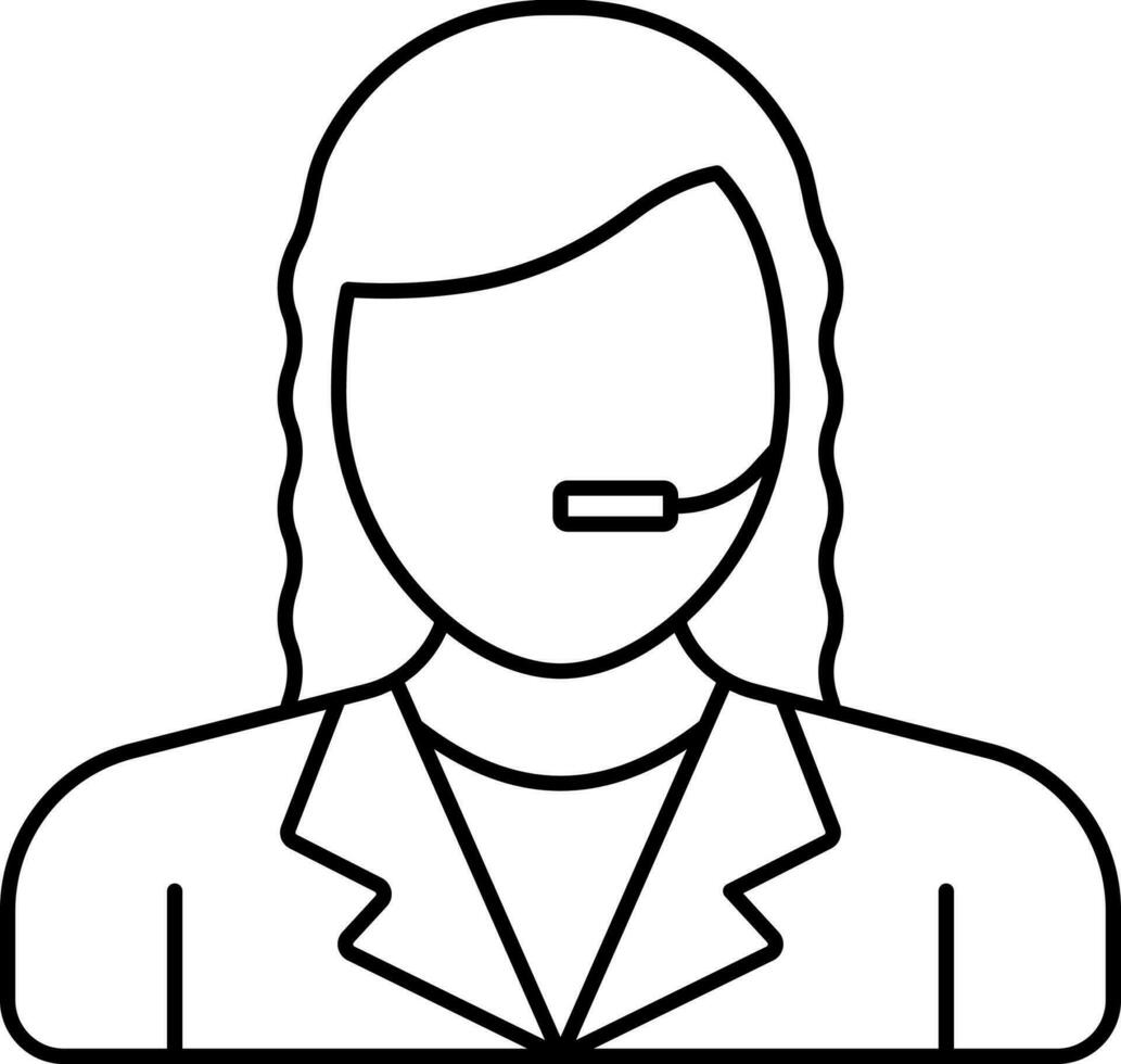 Faceless Female Customer Support Icon In Line Art. vector